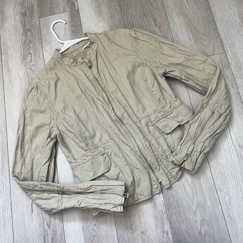 Vintage Y2K Jacket crinkle crop full zip womens Green small utility bomber retro
